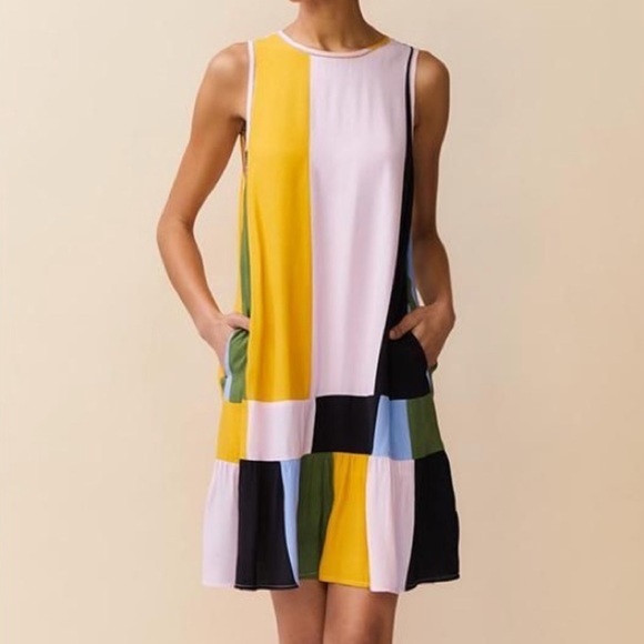 Dolan Audra Colorblock Crepe Mini Dress - Picture 1 of 13